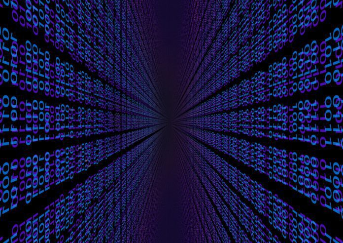 Rows of binary data.